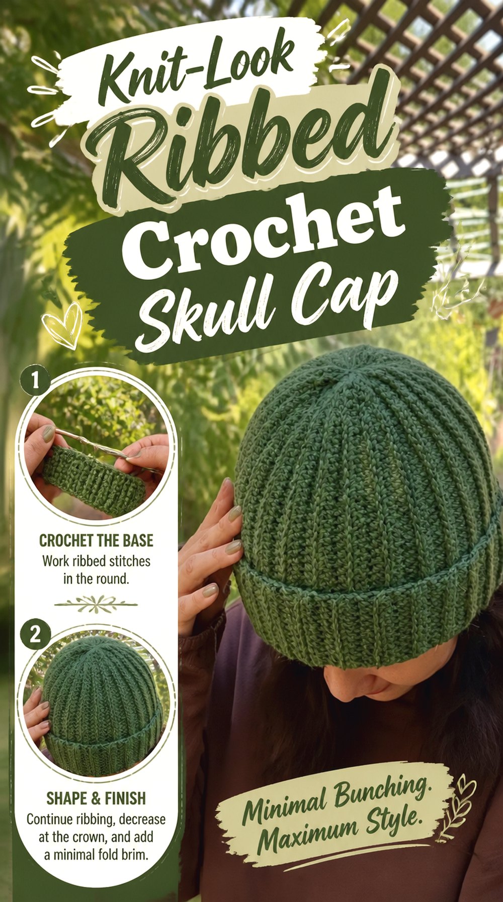 Knit Look Ribbed Crochet Skull Cap