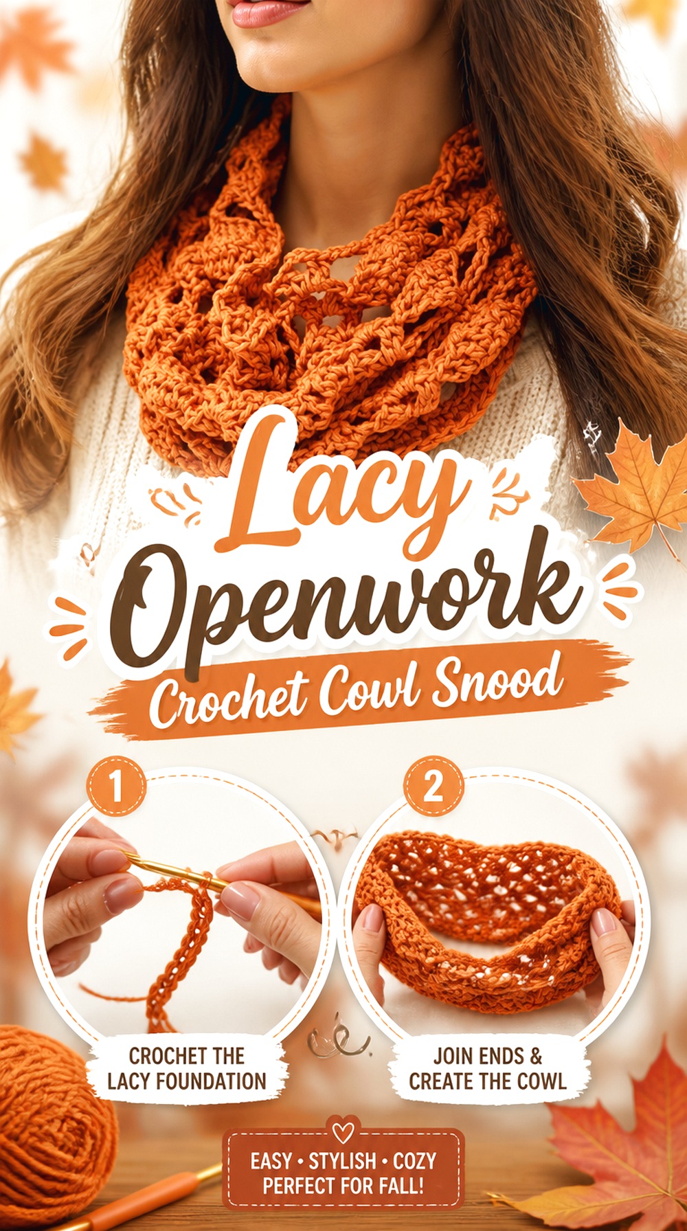 Lacy Openwork Crochet Cowl Snood