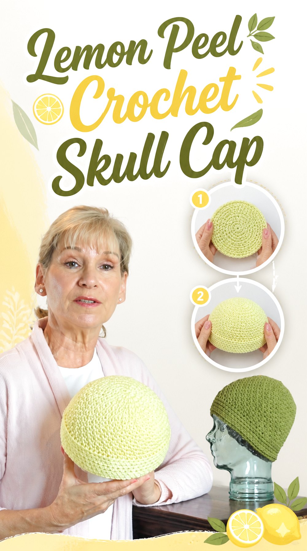 Lemon Peel Crochet Skull Cap