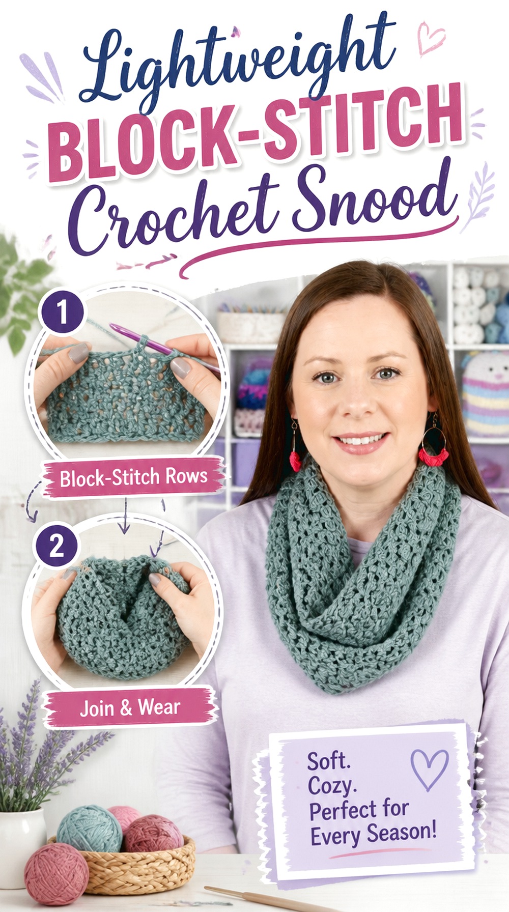 Lightweight Block Stitch Crochet Snood