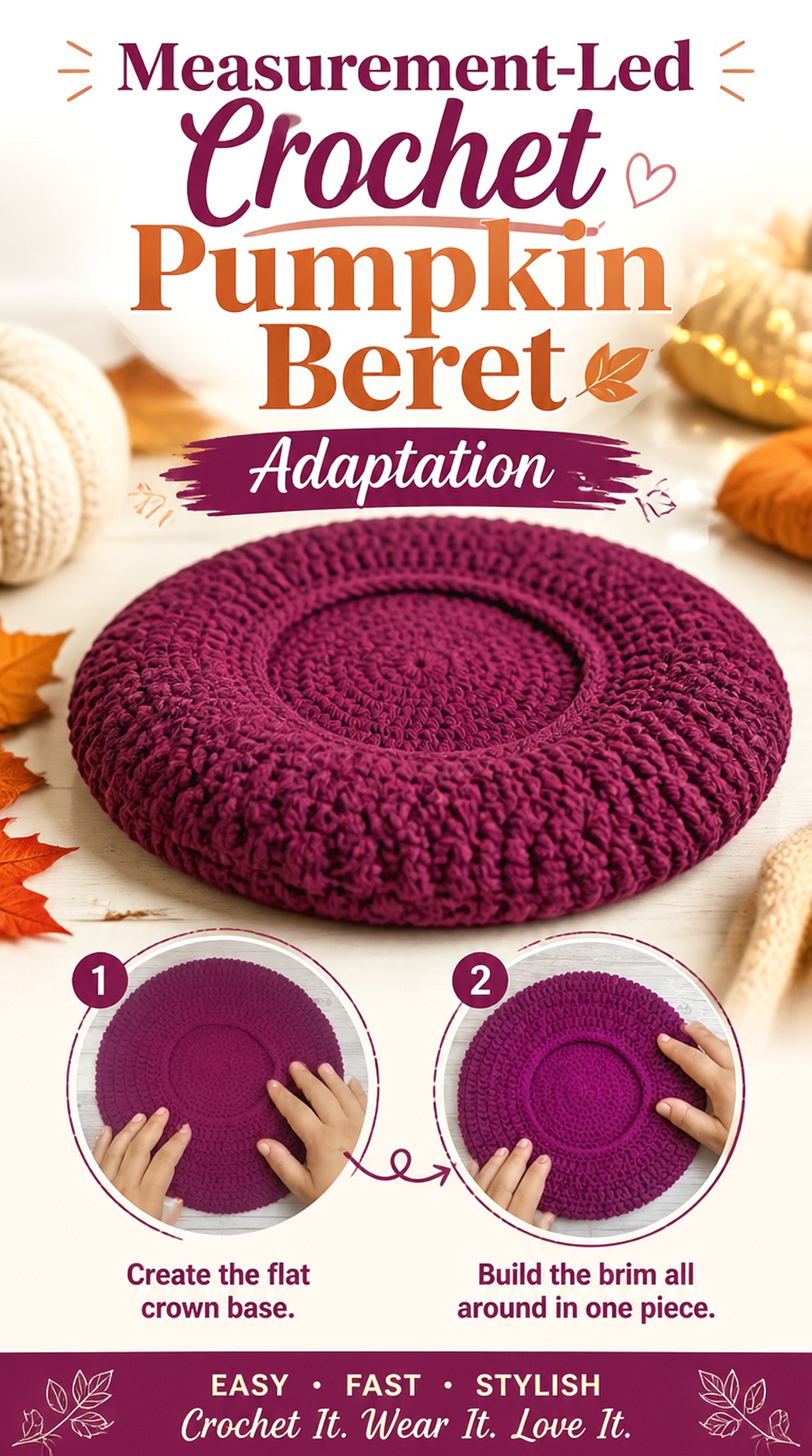 Measurement Led Crochet Pumpkin Beret Adaptation