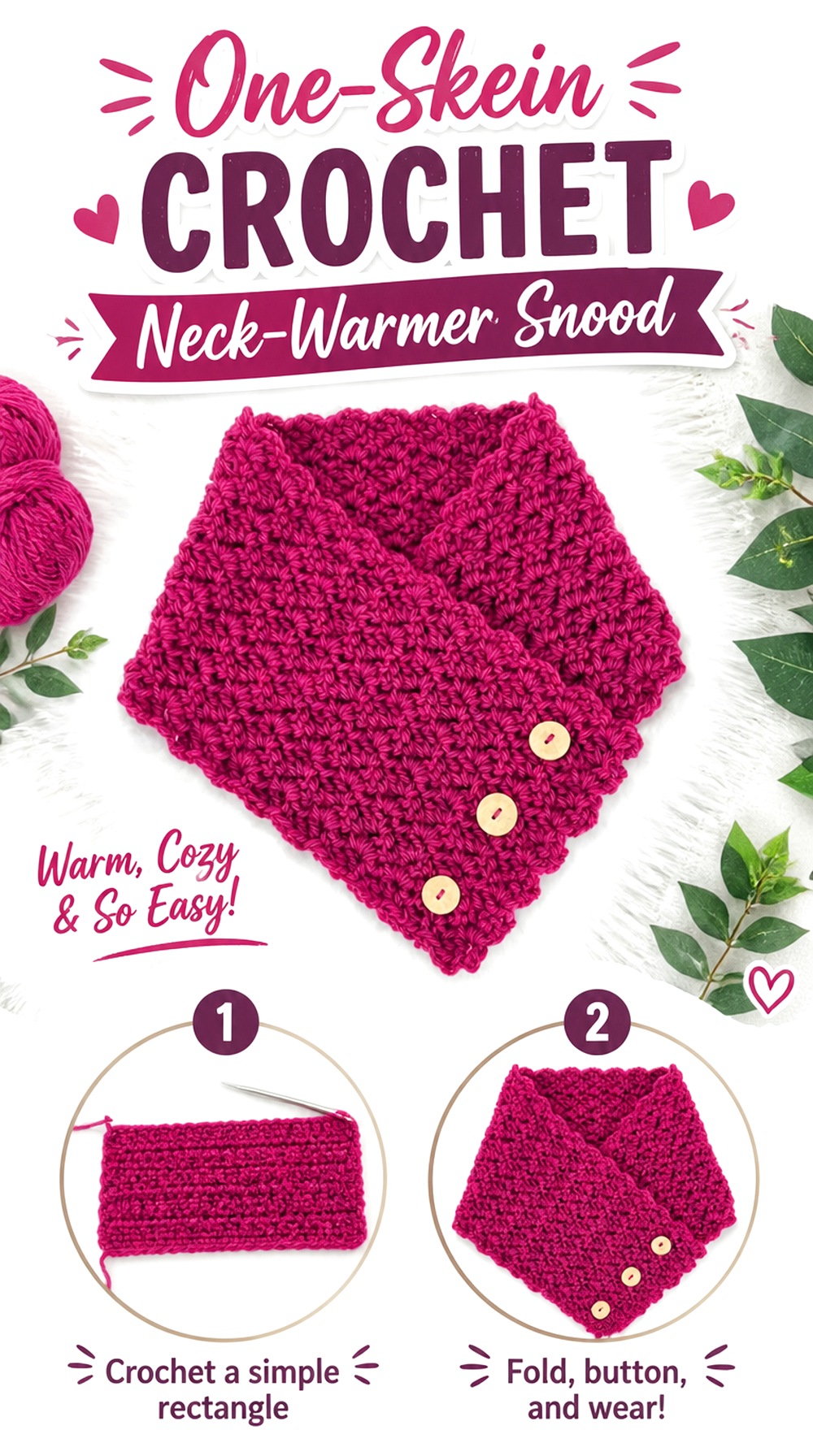 One Skein Crochet Neck Warmer Snood