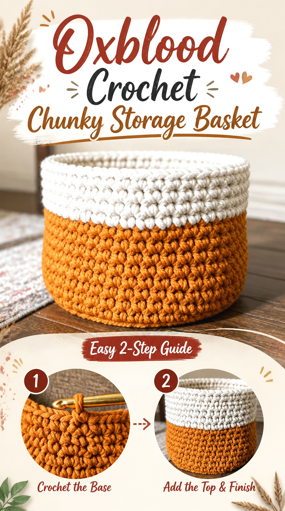 Oxblood Crochet Chunky Storage Basket