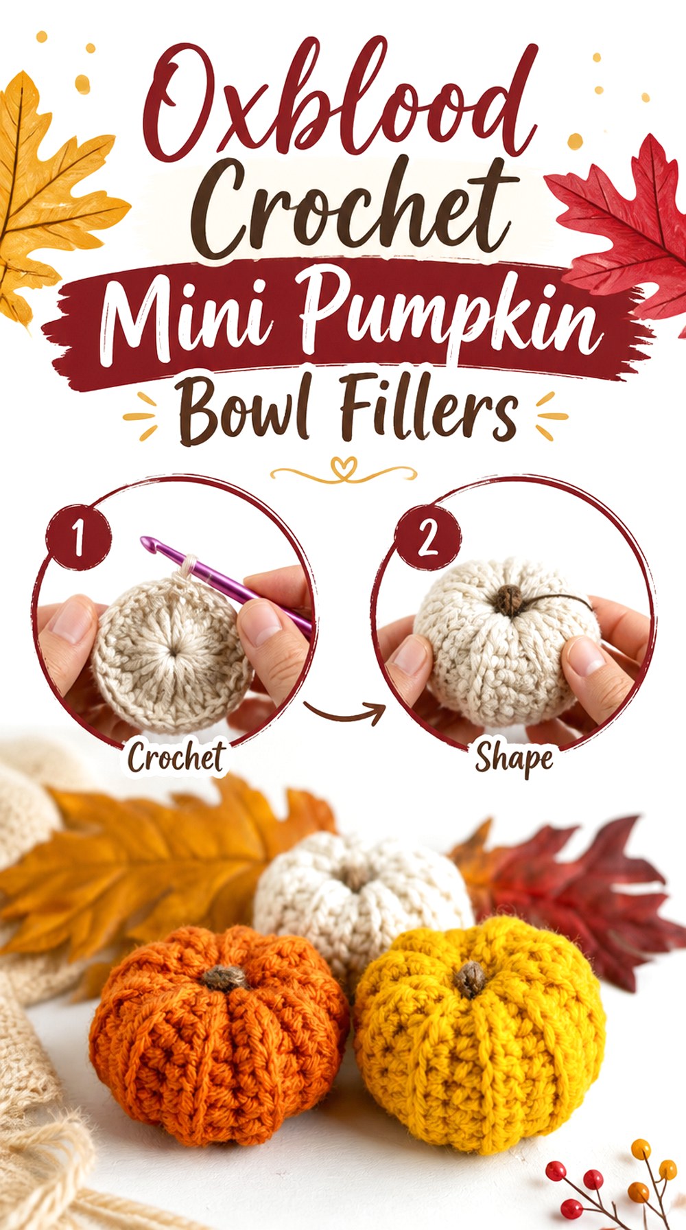 Oxblood Crochet Mini Pumpkin Bowl Fillers