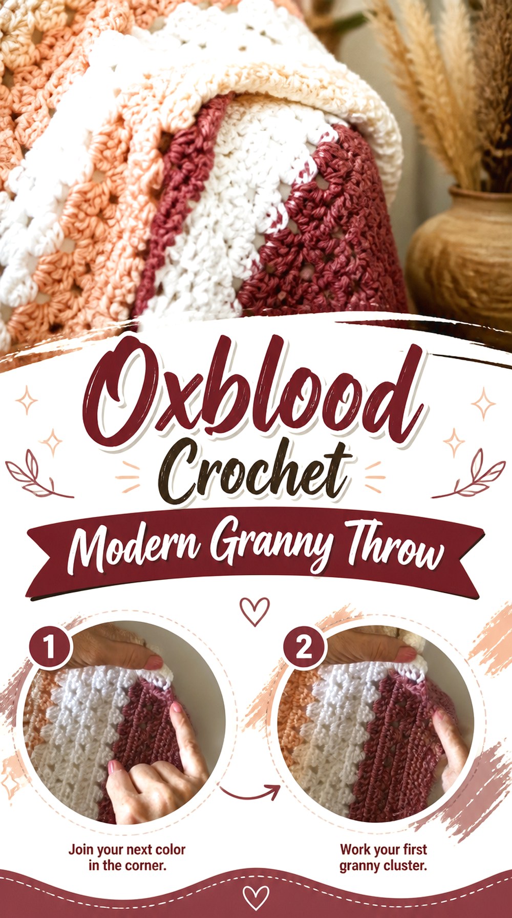 Oxblood Crochet Modern Granny Throw