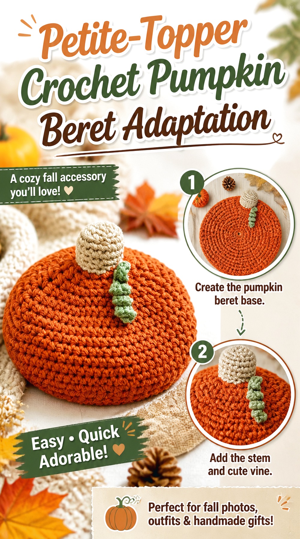 Petite Topper Crochet Pumpkin Beret Adaptation