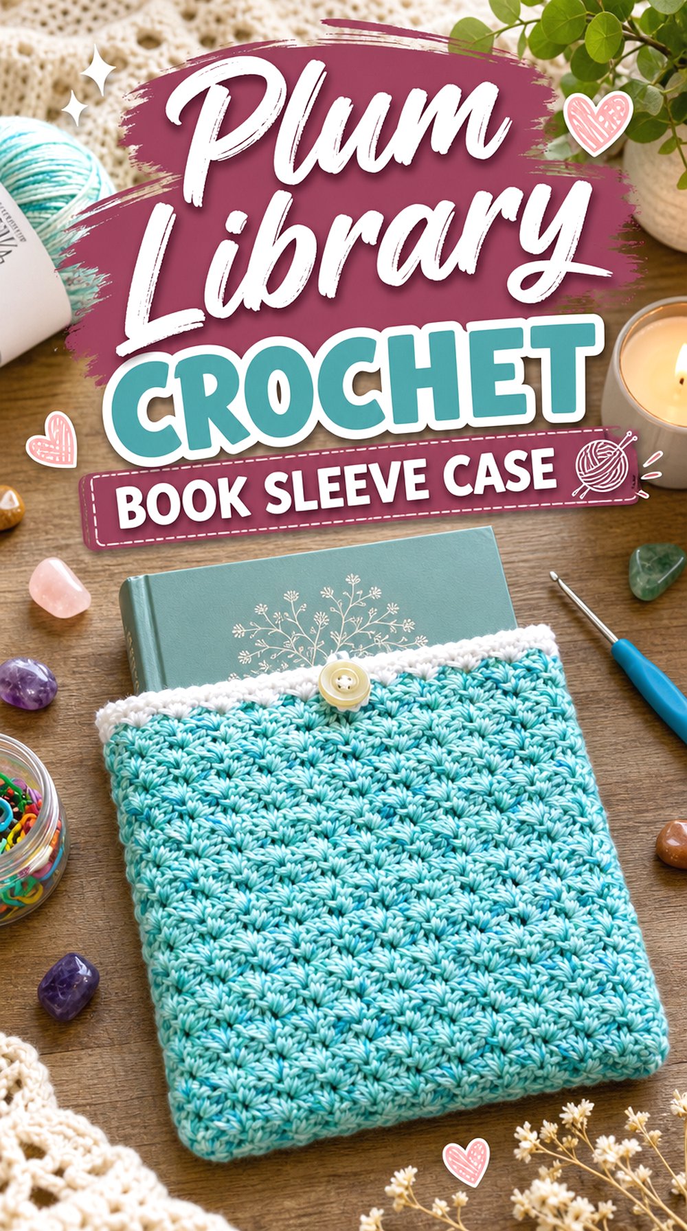 Plum Library Crochet Book Sleeve Case