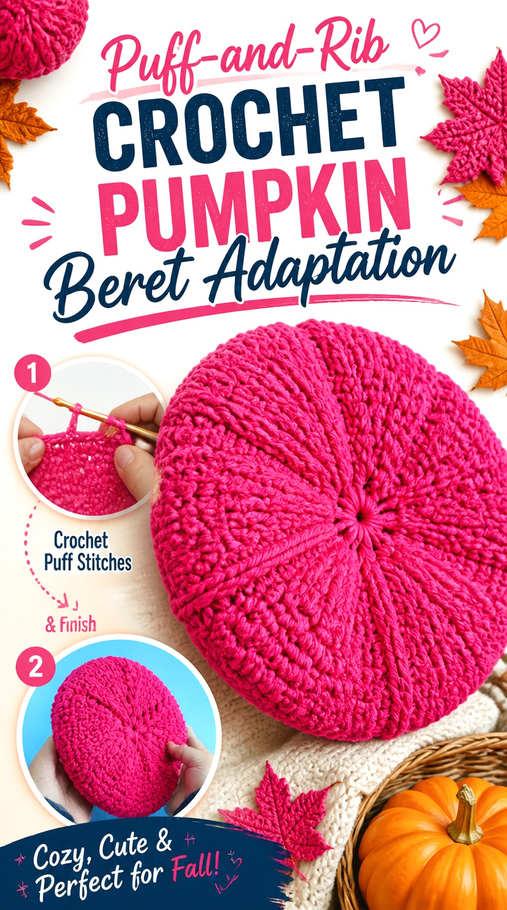 Puff and Rib Crochet Pumpkin Beret Adaptation