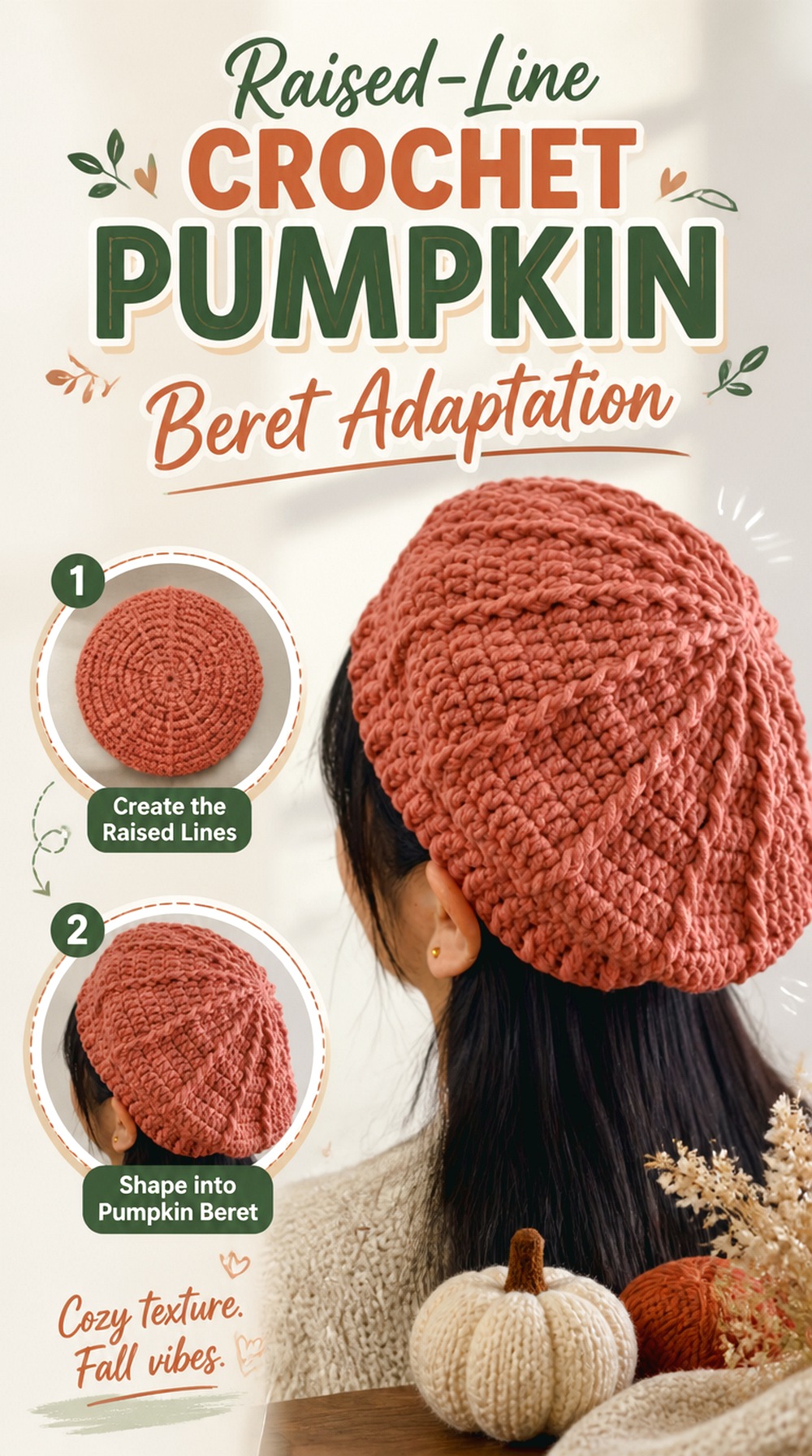 Raised Line Crochet Pumpkin Beret Adaptation
