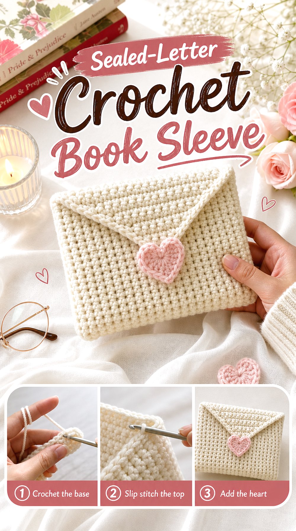 Sealed Letter Crochet Book Sleeve