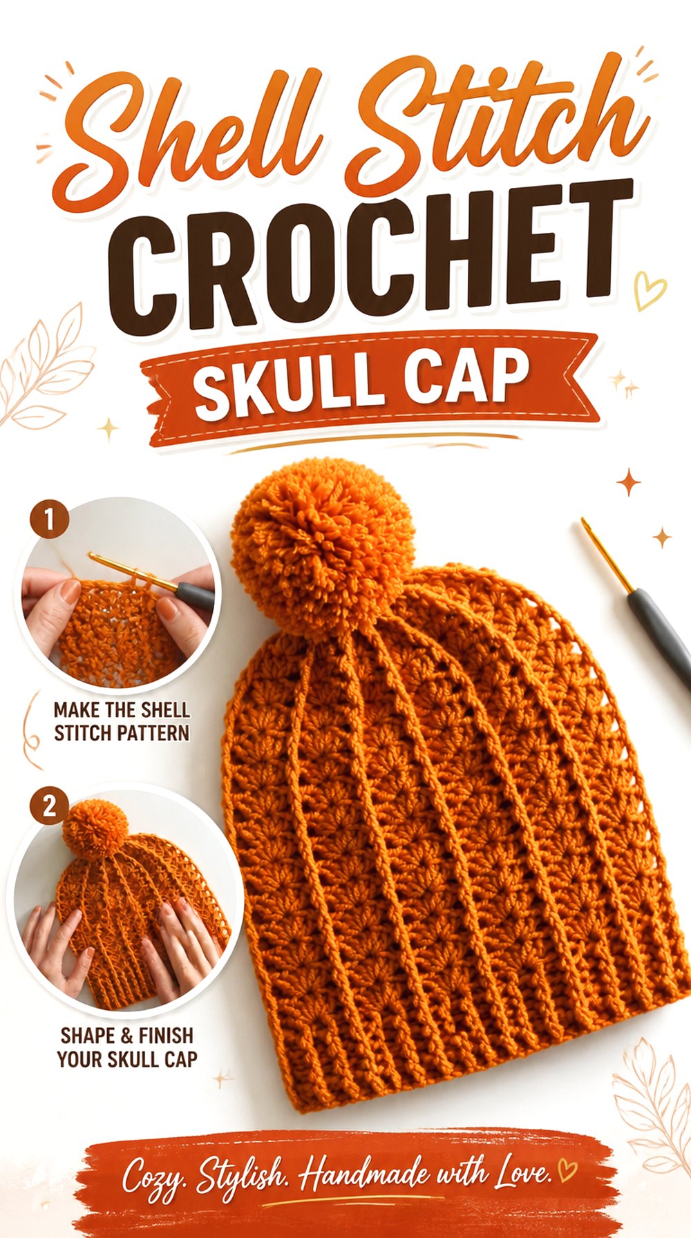 Shell Stitch Crochet Skull Cap