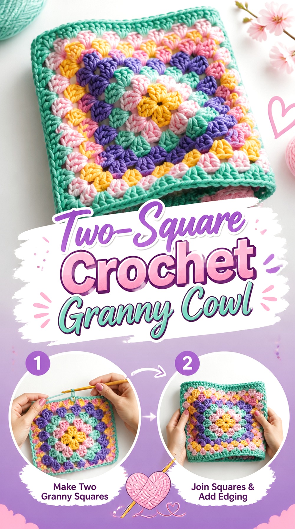 Two Square Crochet Granny Cowl