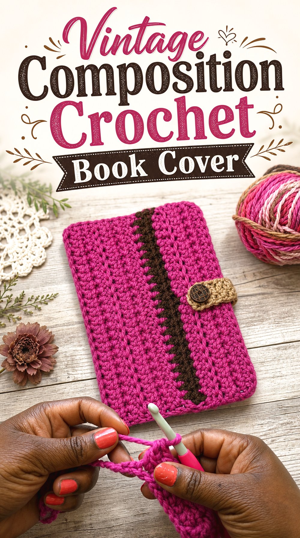 Vintage Composition Crochet Book Cover