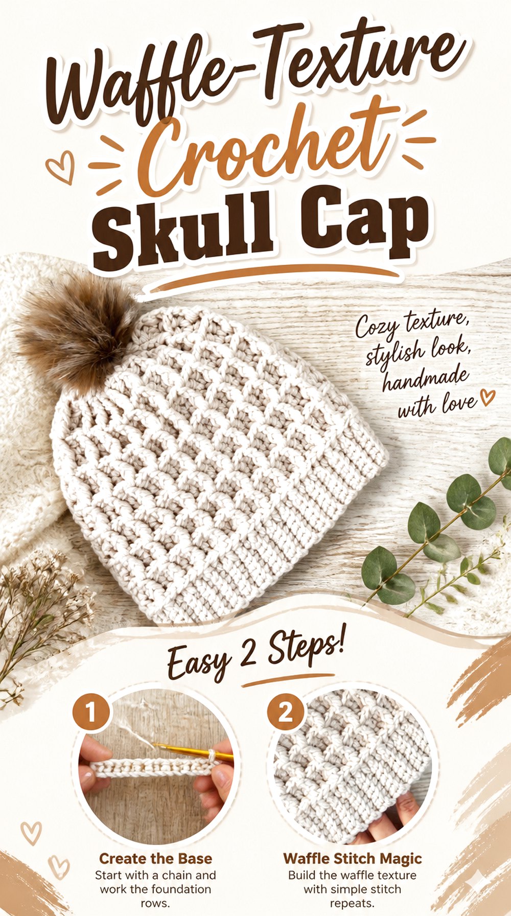 Waffle Texture Crochet Skull Cap