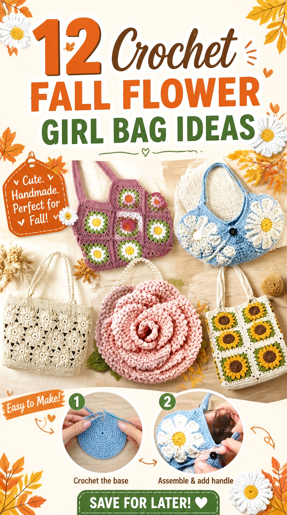 Crochet Fall Flower Girl Bag Ideas