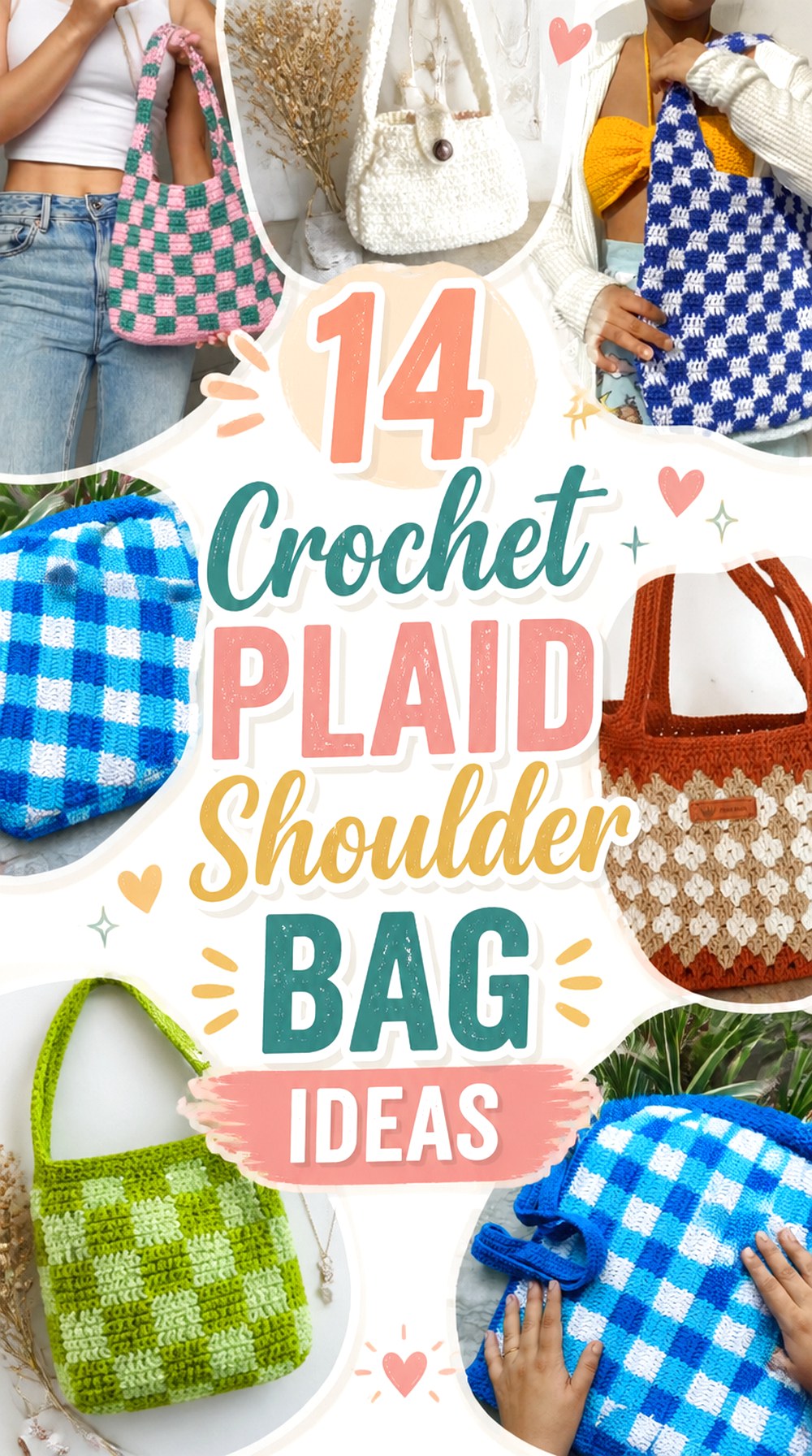 Crochet Plaid Shoulder Bag Ideas