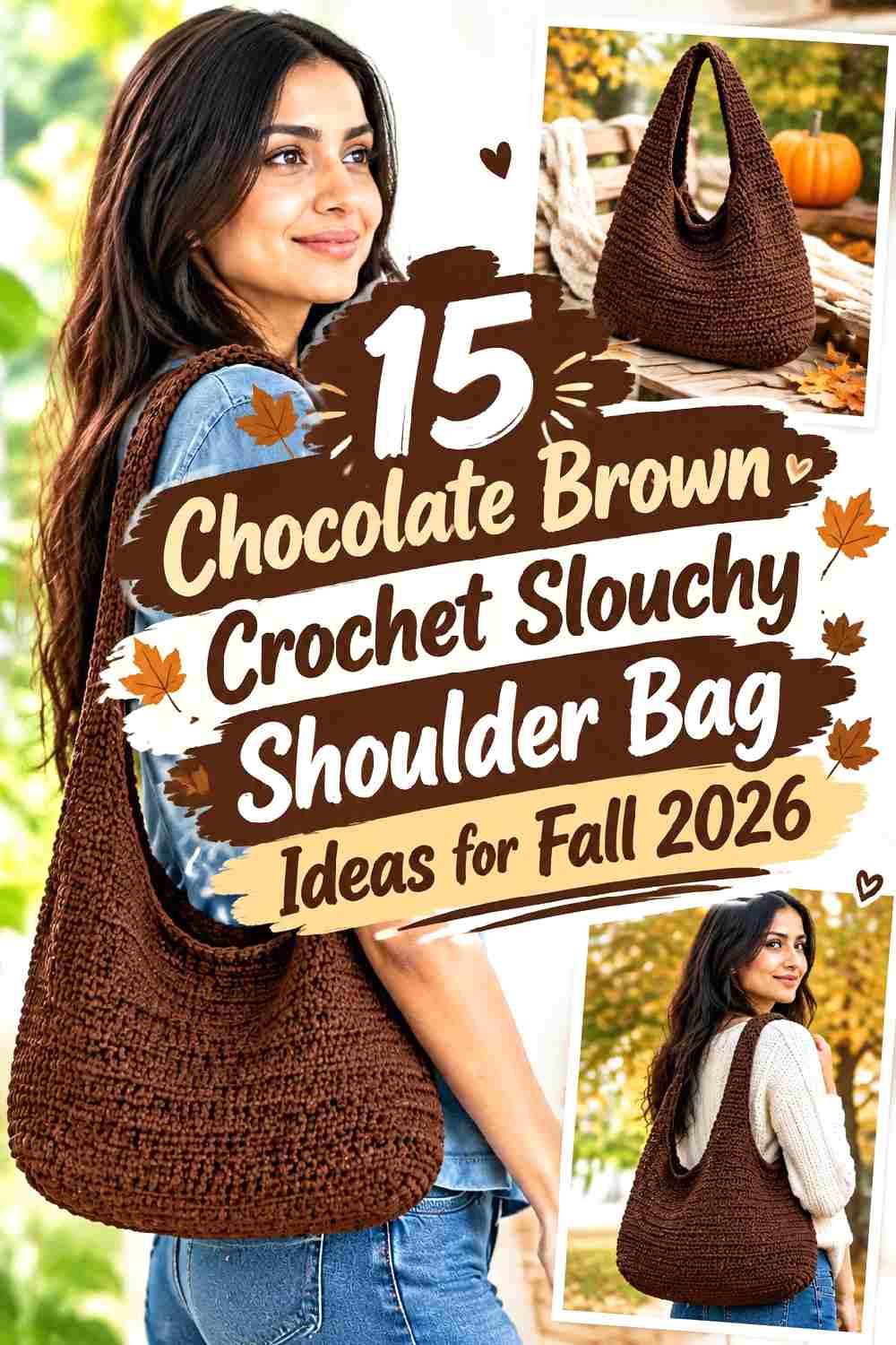 15 Chocolate Brown Crochet Slouchy Shoulder Bag Ideas for Fall 2026
