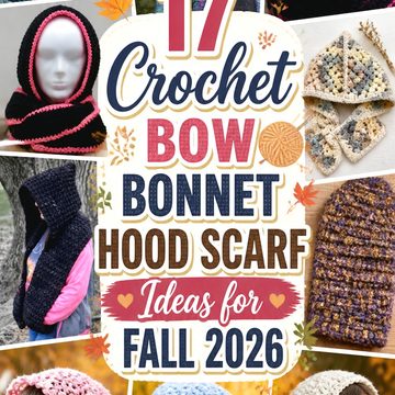 Crochet Bow Bonnet Hood Scarf Ideas for Fall