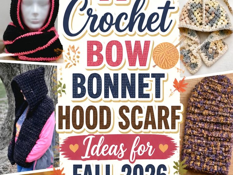 Crochet Bow Bonnet Hood Scarf Ideas for Fall