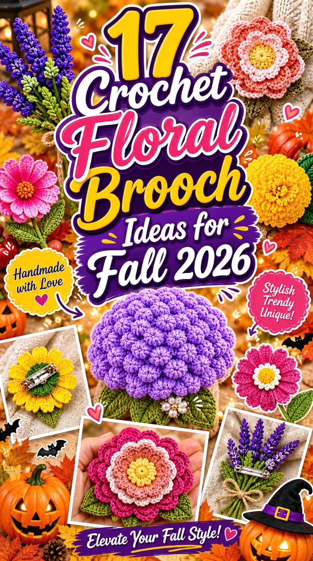 Crochet Floral Brooch Ideas for Fall