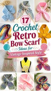 Crochet Retro Bow Scarf Ideas for Vintage Inspired Style