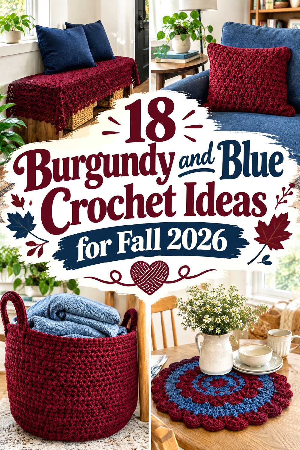 Burgundy and Blue Crochet Ideas for Fall