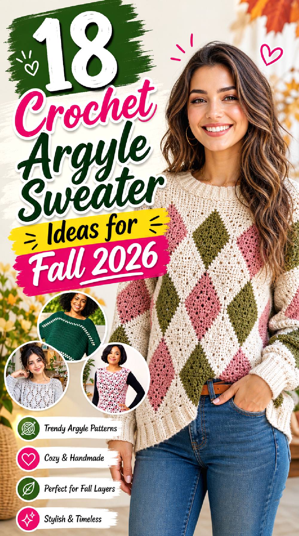 Crochet Argyle Sweater Ideas for Fall Pinterest