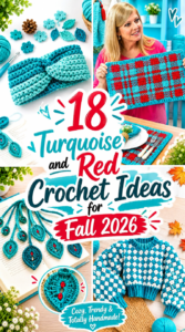 Turquoise and Red Crochet Ideas for Fall ()