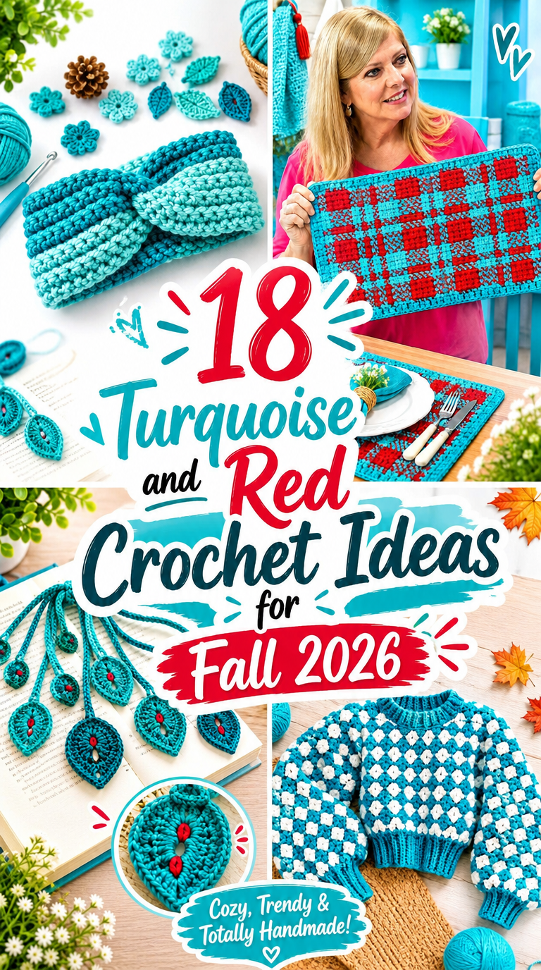 Turquoise and Red Crochet Ideas for Fall ()