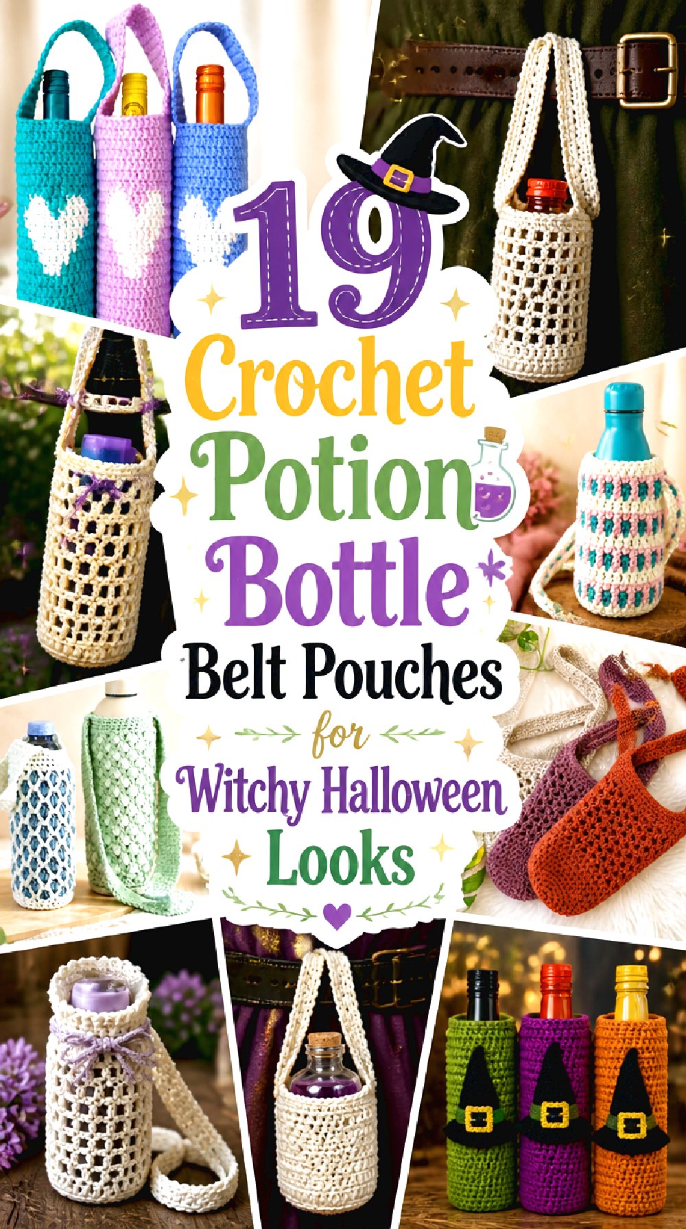 Crochet Potion Bottle Belt Pouches for Witchy Halloween Looks