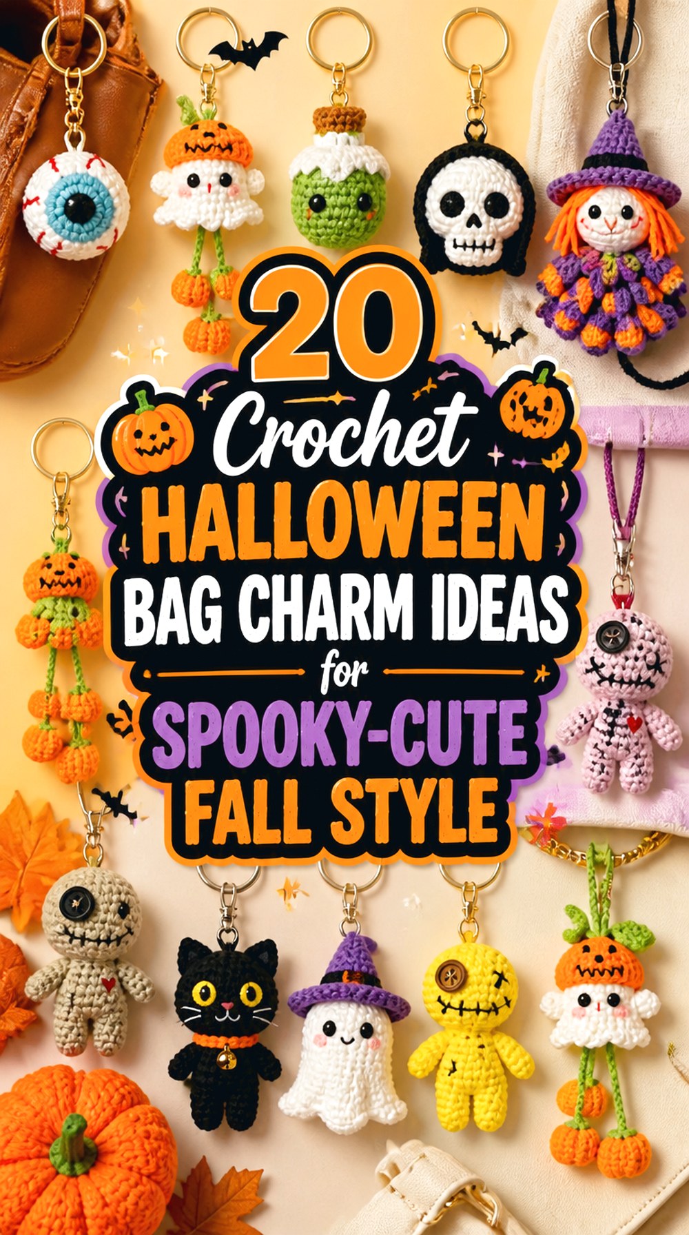 Crochet Halloween Bag Charm Ideas for Spooky Cute Fall Style