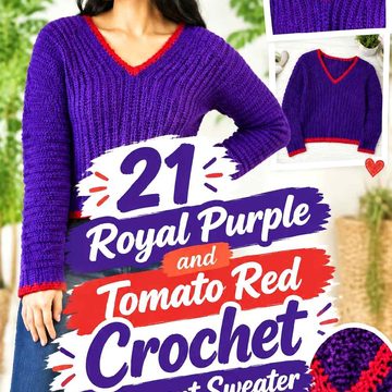21 Royal Purple and Tomato Red Crochet Statement Sweater Ideas
