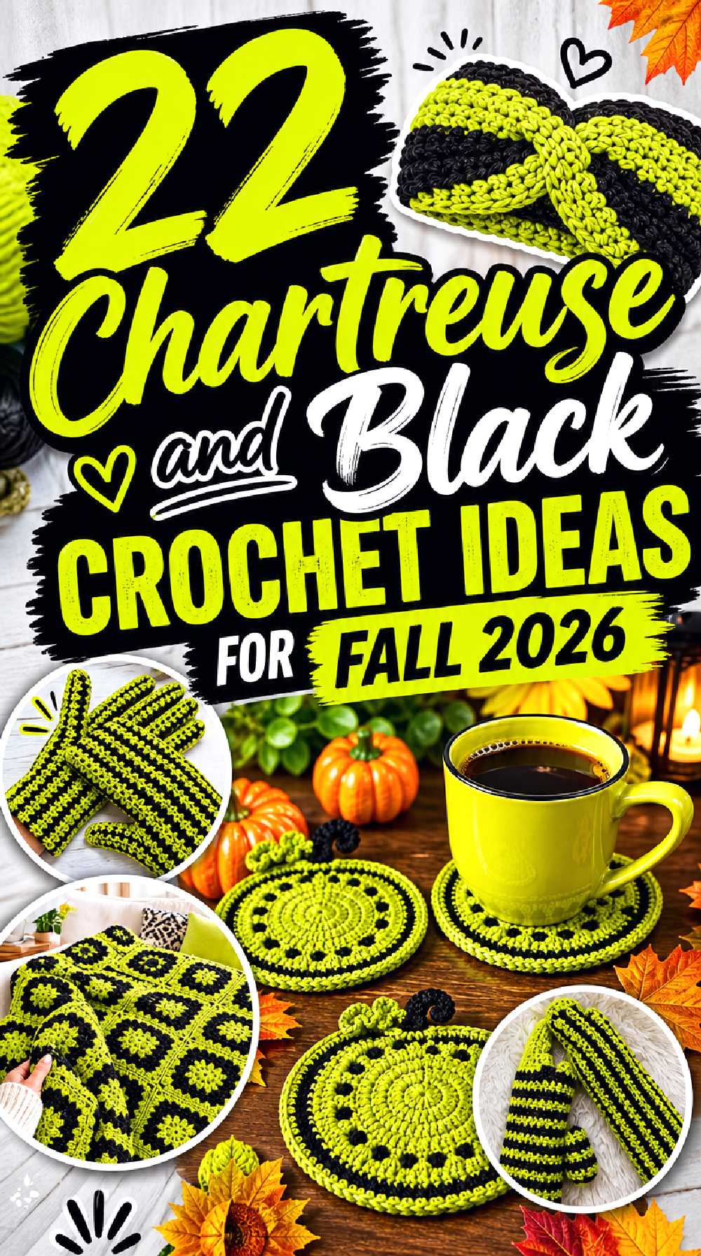 Chartreuse and Black Crochet Ideas for Fall