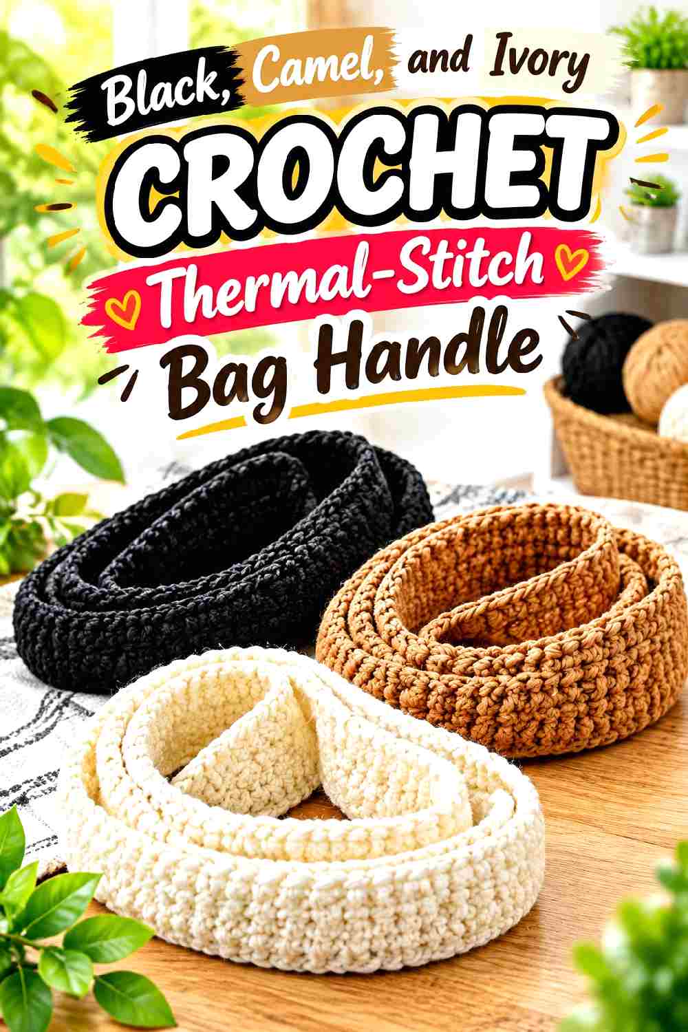 10. Black Camel And Ivory Crochet Thermal Stitch Bag Handle