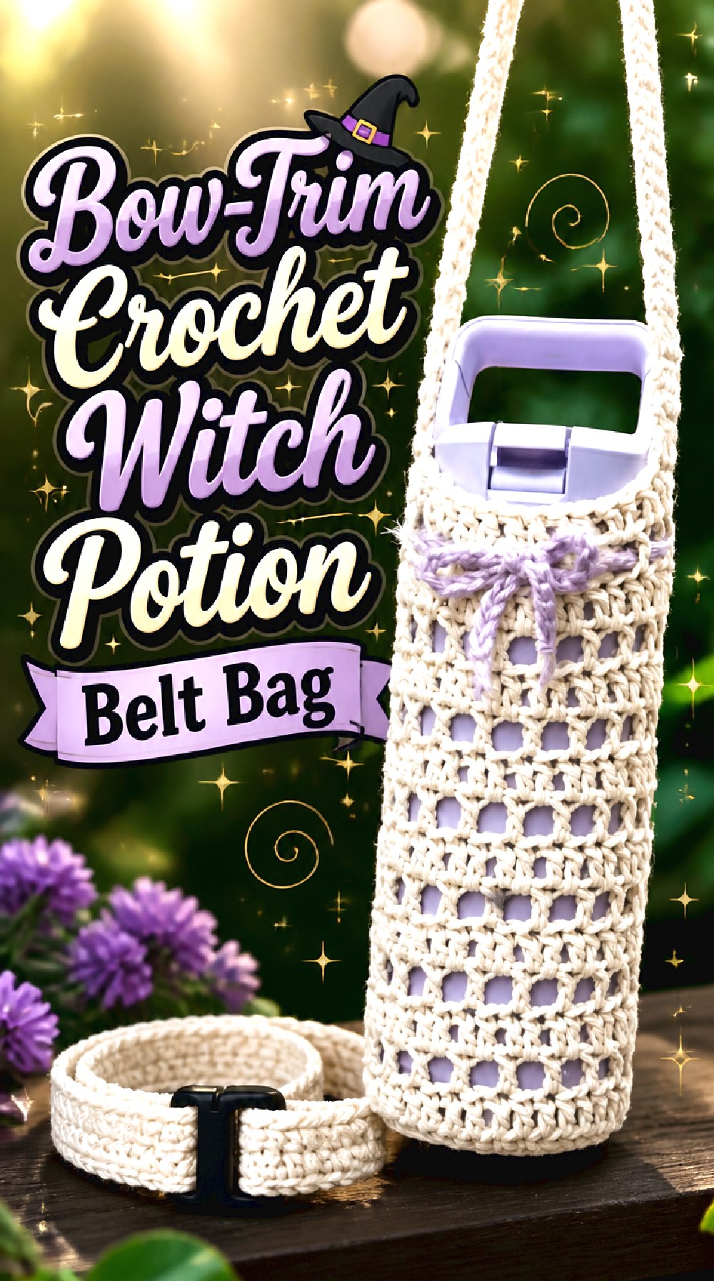 Bow Trim Crochet Witch Potion Belt Bag