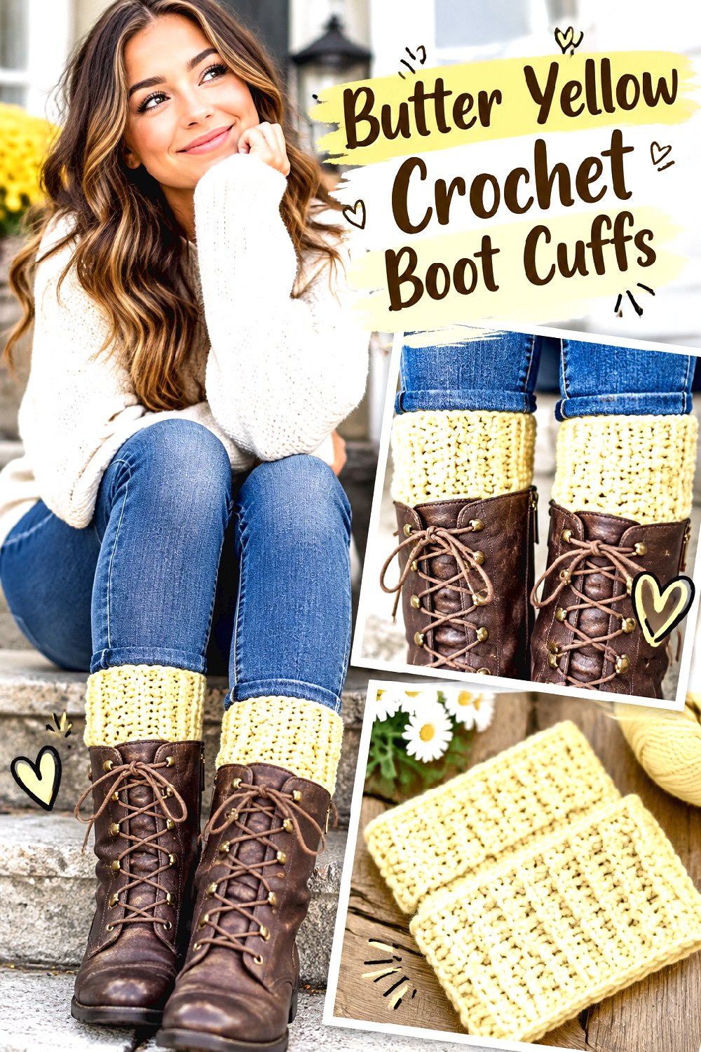 Butter Yellow Crochet Boot Cuffs