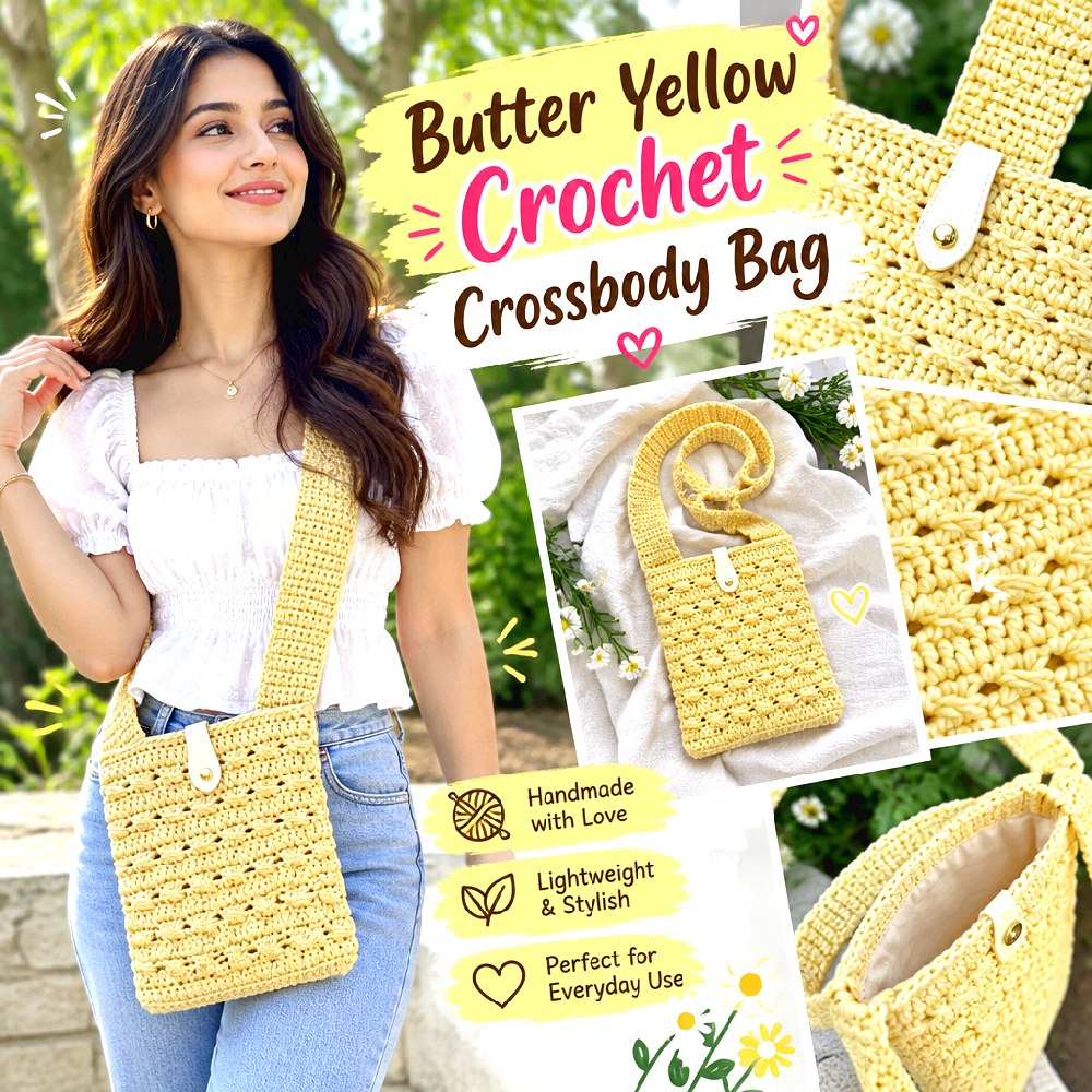Butter Yellow Crochet Crossbody Bag