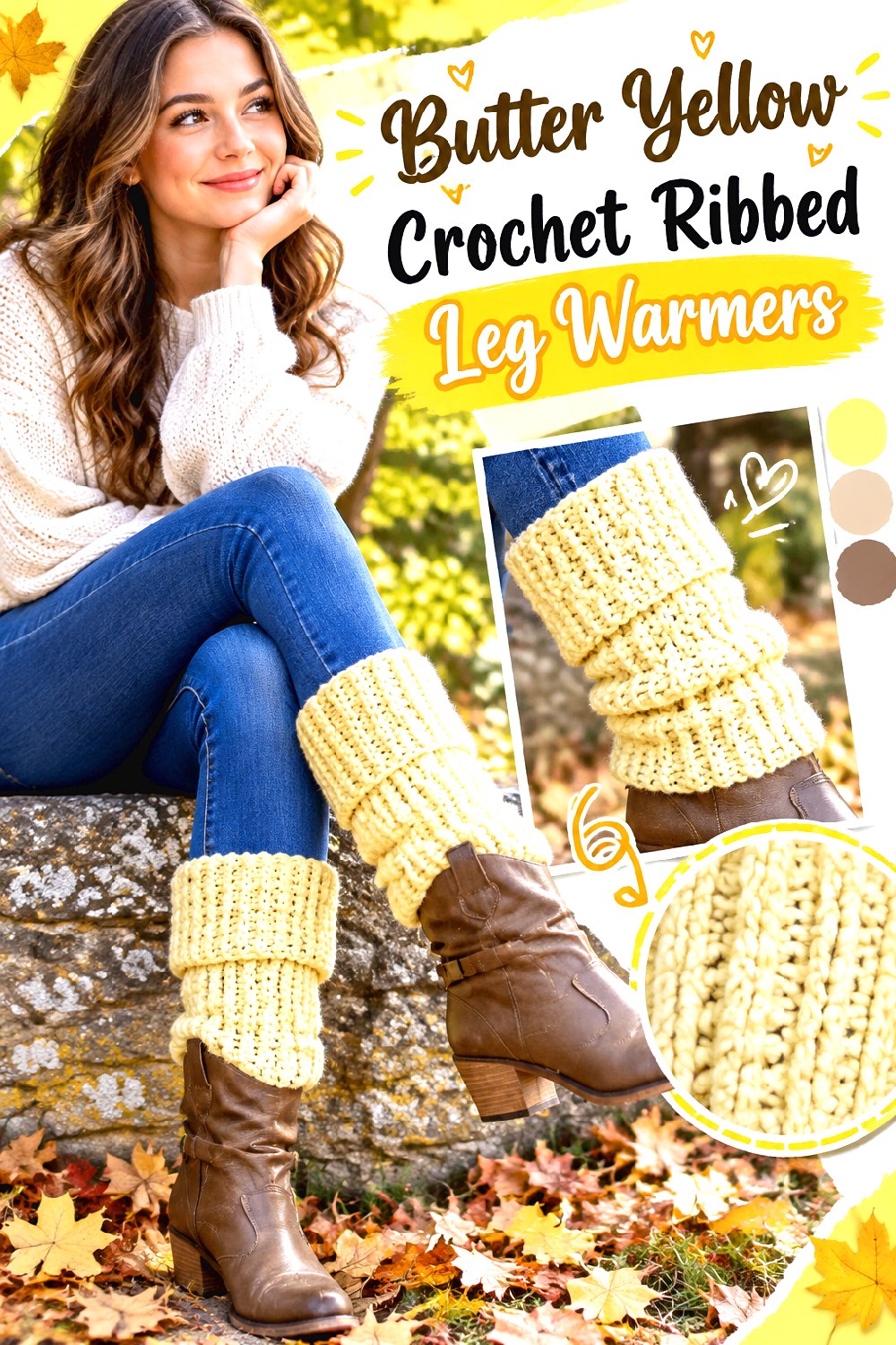 Butter Yellow Crochet Ribbed Leg Warmers