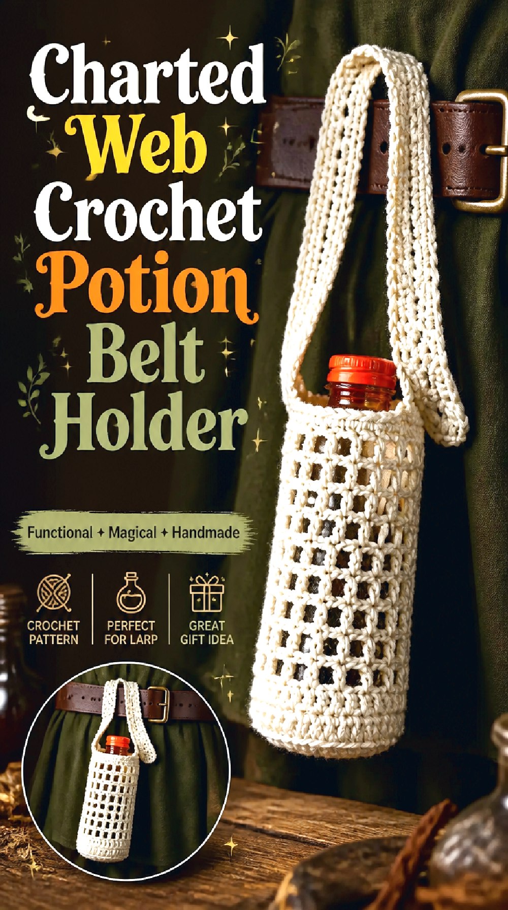 Charted Web Crochet Potion Belt Holder