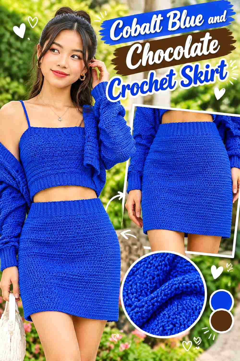 6. Cobalt Blue And Chocolate Crochet Skirt