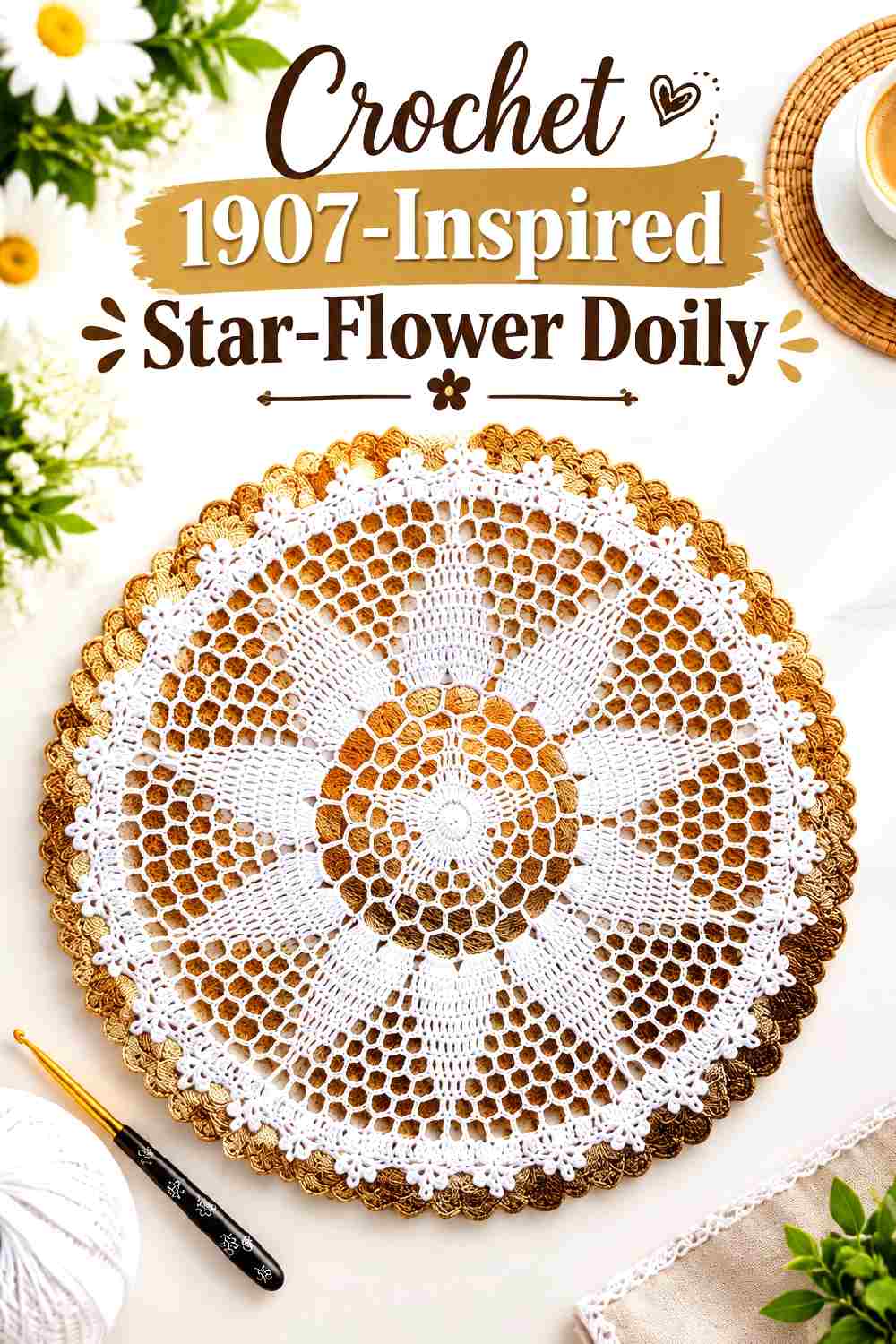32. Crochet 1907 Inspired Star Flower Doily