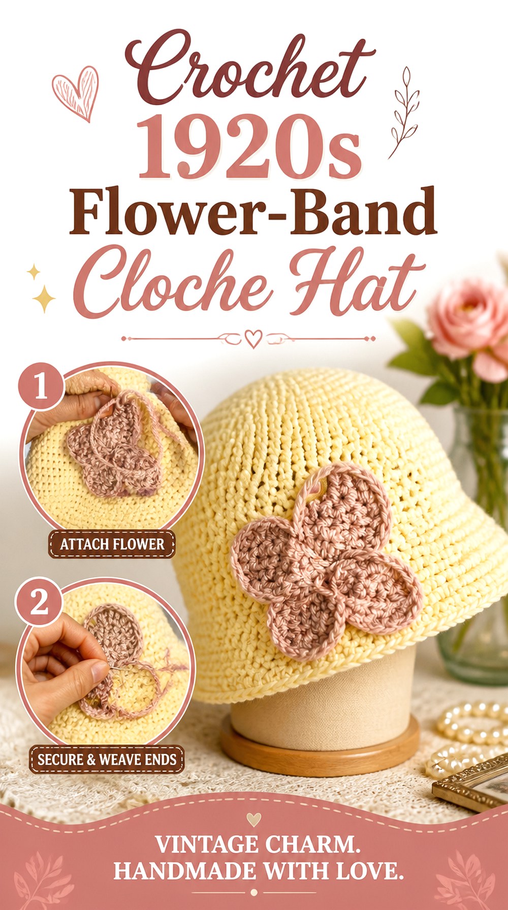 Crochet s Flower Band Cloche Hat
