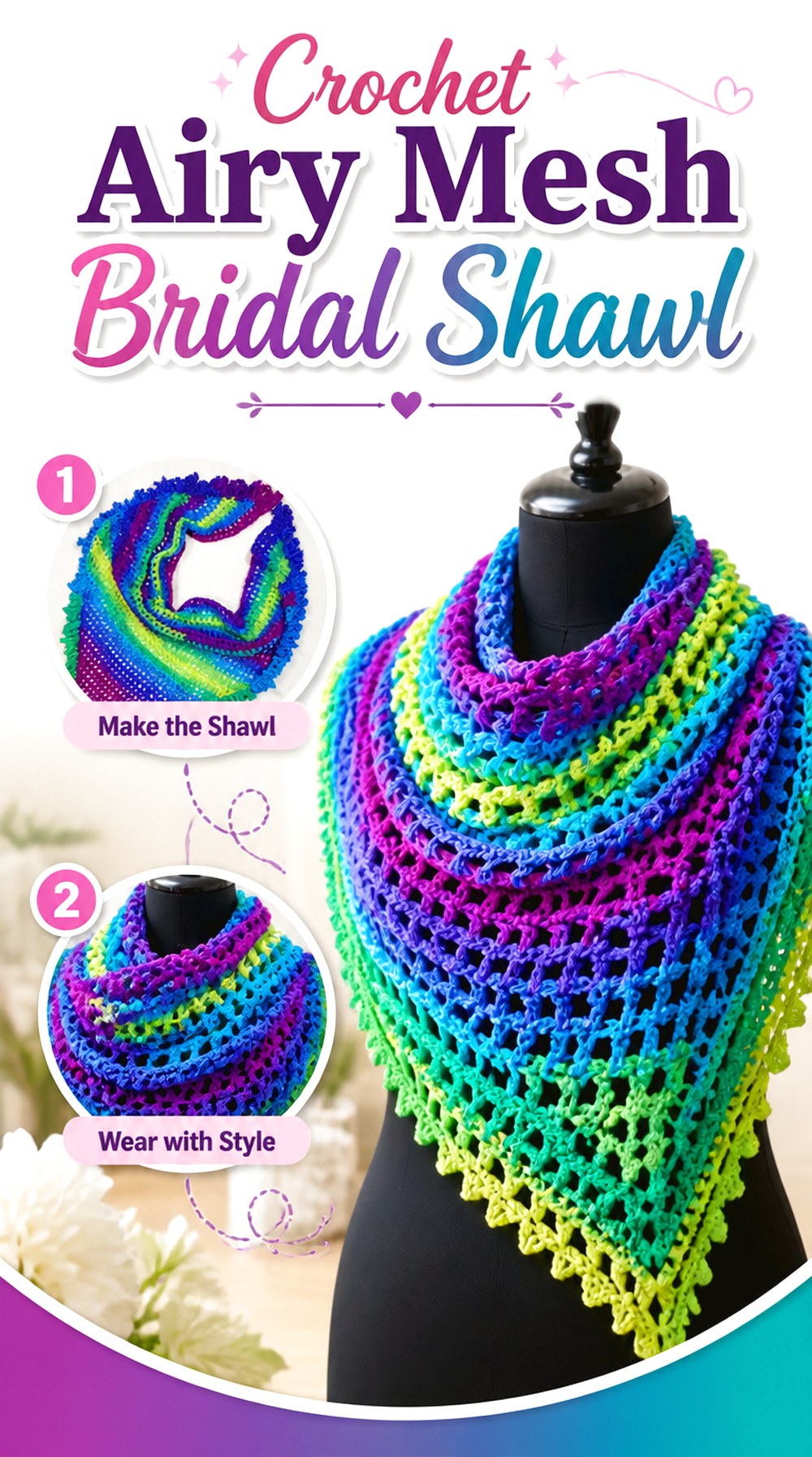 Crochet Airy Mesh Bridal Shawl