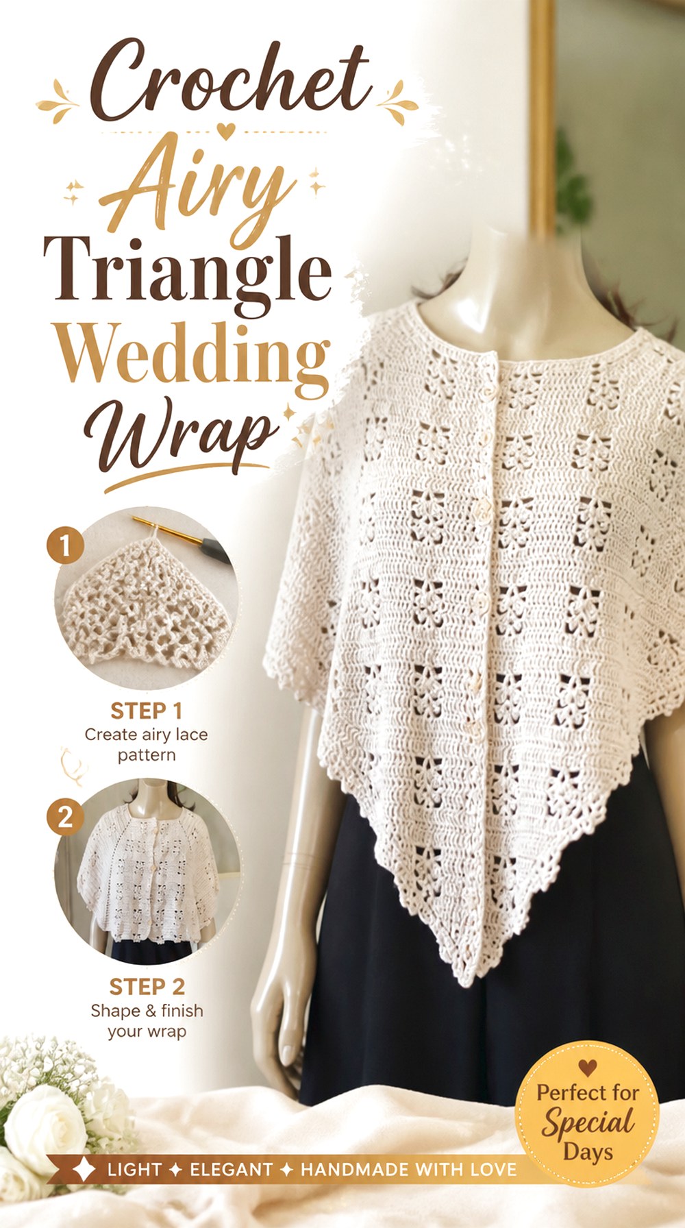 Crochet Airy Triangle Wedding Wrap