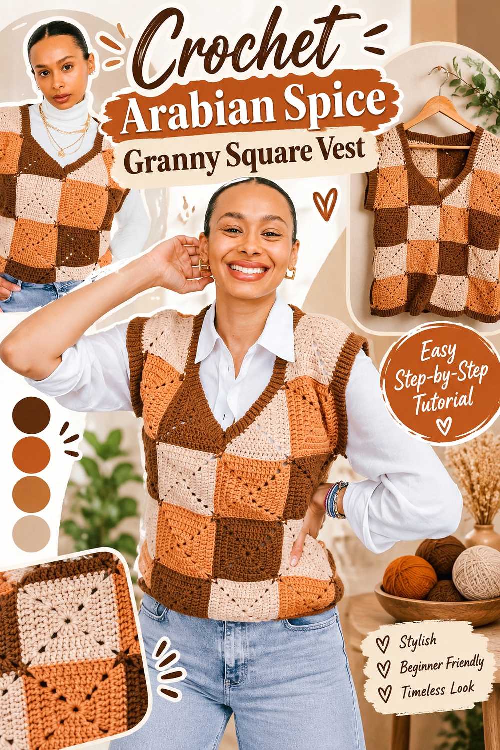 Crochet Arabian Spice Granny Square Vest