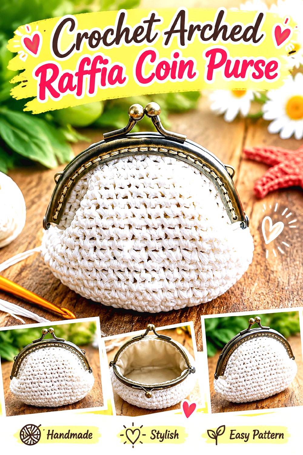 Crochet Arched Raffia Coin Purse