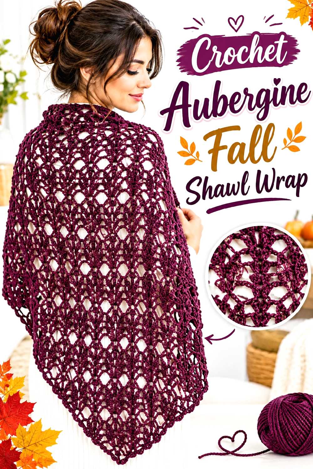 5. Crochet Aubergine Fall Shawl Wrap