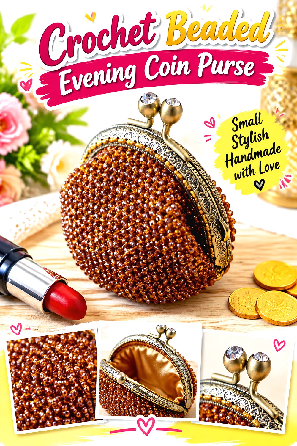Crochet Beaded Evening Coin Purse