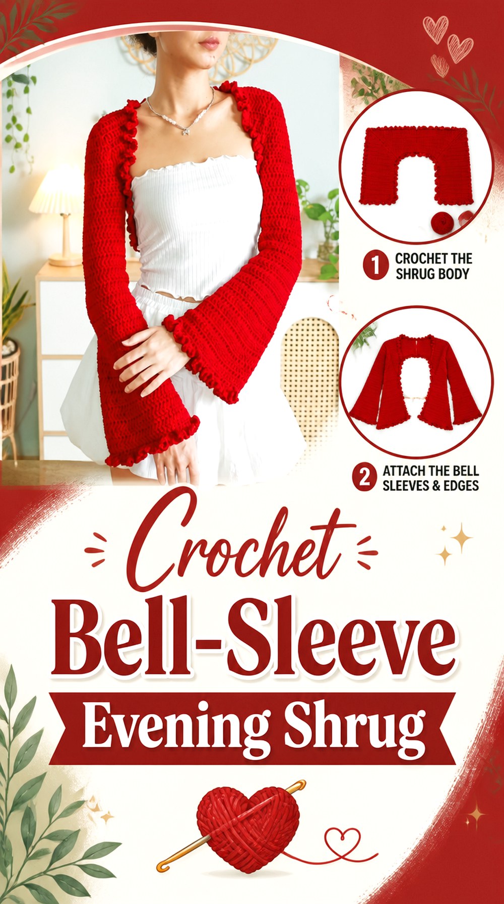 Crochet Bell Sleeve Evening Shrug