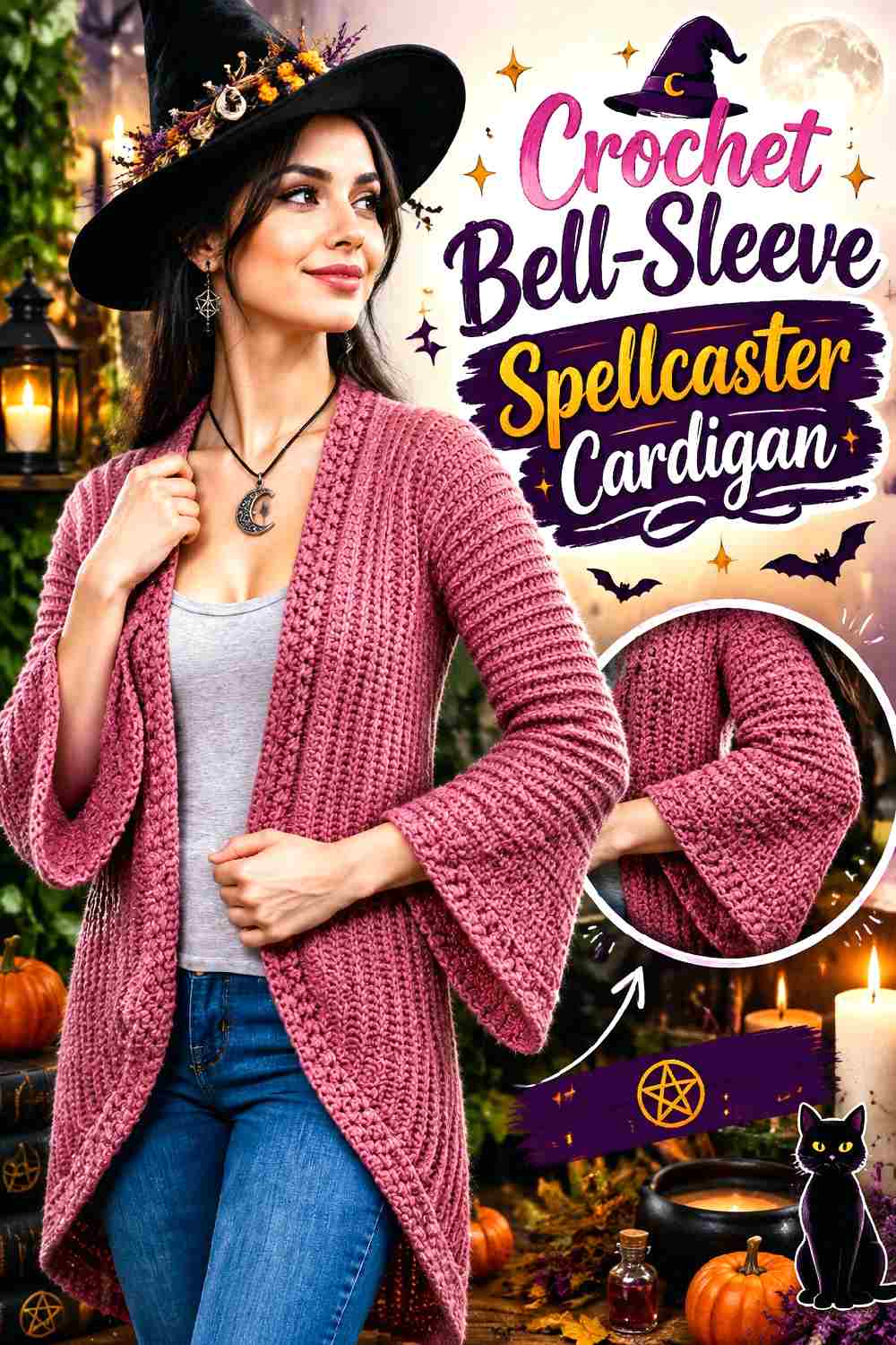 7. Crochet Bell Sleeve Spellcaster Cardigan